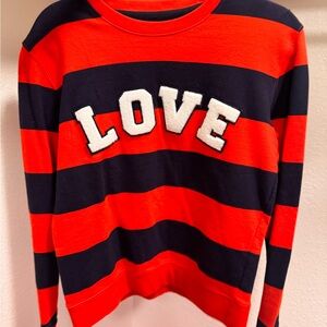 Tory Burch Sport Love Striped Navy & Red Letterman Crew Small/Petite